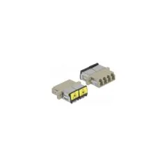 LWL Kupplung mit Laserschutzklappe LC Quad Buchse zu LC Quad Buchse Multimode beige