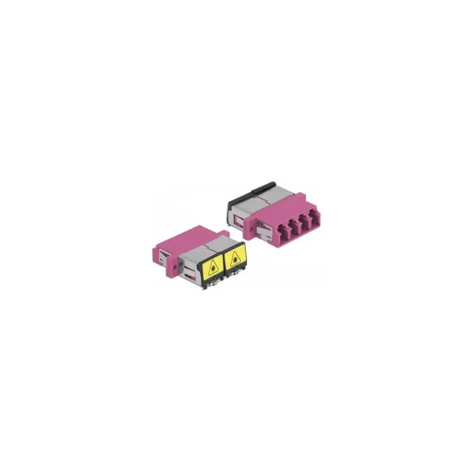 LWL Kupplung mit Laserschutzklappe LC Quad Buchse zu LC Quad Buchse Multimode violett — image 1