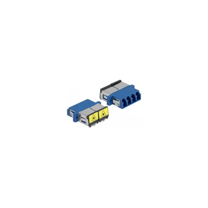 LWL Kupplung mit Laserschutzklappe LC Quad Buchse zu LC Quad Buchse Singlemode blau — image 1