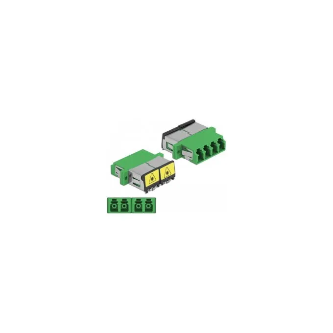 LWL Kupplung mit Laserschutzklappe LC Quad Buchse zu LC Quad Buchse Singlemode grün — image 3