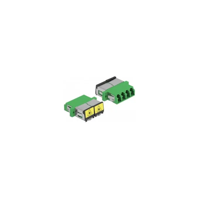 LWL Kupplung mit Laserschutzklappe LC Quad Buchse zu LC Quad Buchse Singlemode grün — image 1