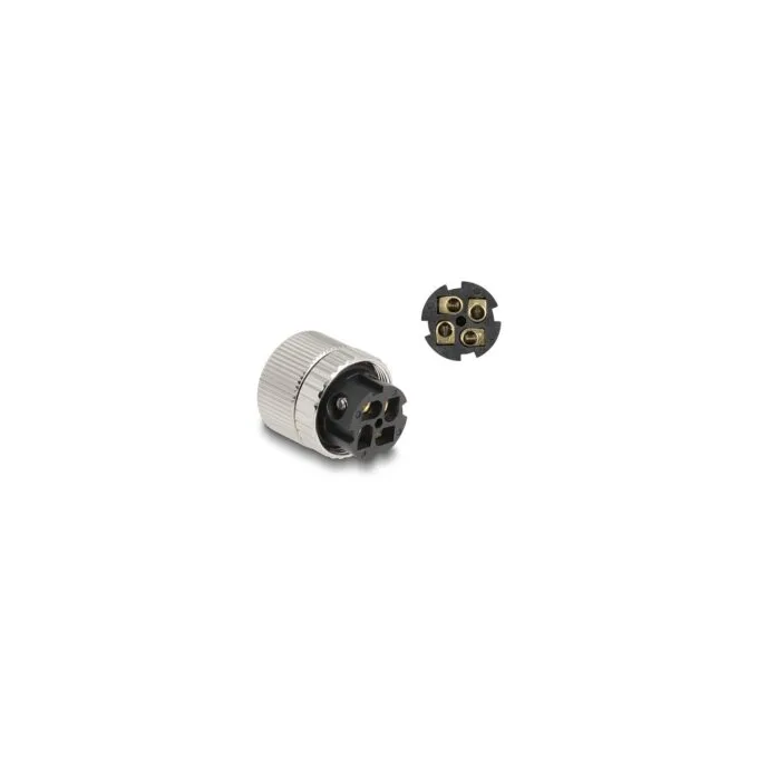 M12 Steckverbinder A-kodiert 4 Pin Buchse zur Montage mit Schraubanschluss 90° gewinkelt Metall — image 2