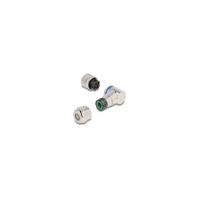 M12 Steckverbinder A-kodiert 4 Pin Buchse zur Montage mit Schraubanschluss 90° gewinkelt Metall — image 3