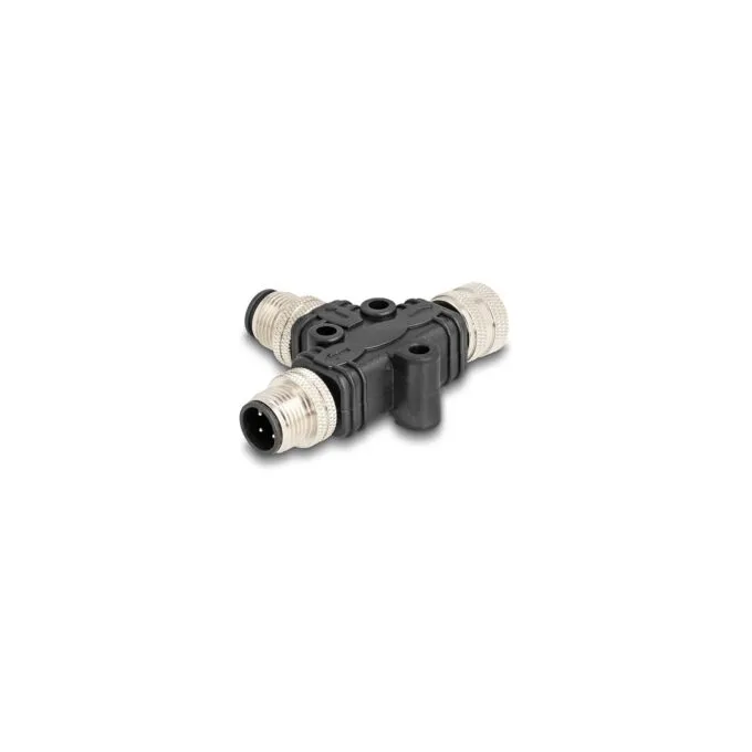 M12 T-Splitter A-kodiert 4 Pin 1 x Stecker zu 1 x Stecker und 1 x Buchse Parallelschaltung — image 1