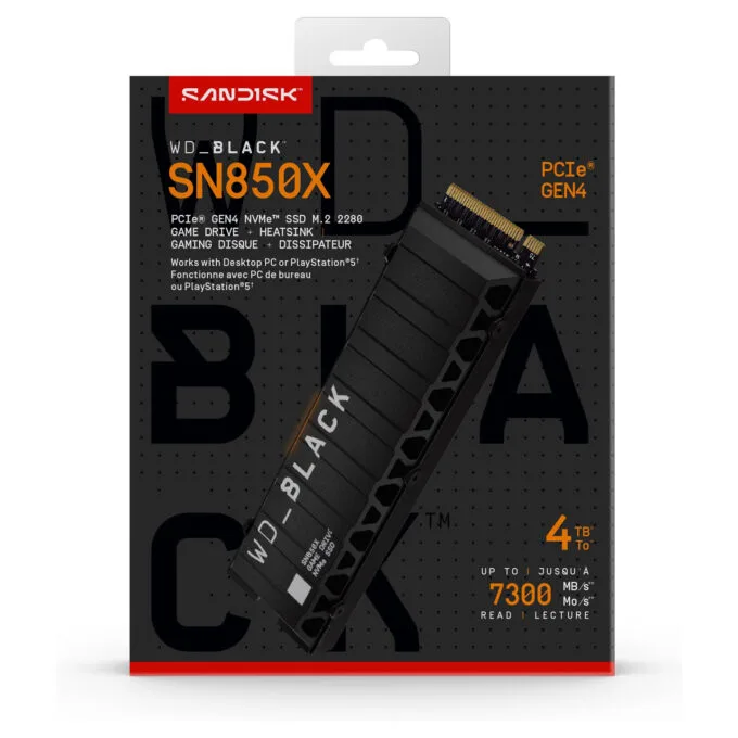 M.2 4TB WD Black SN850X NVMe PCIe 4.0 x 4 with Heatsink — image 1