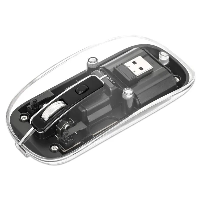 MANHATTAN Funkmaus USB-A 4Tasten RGB LED schwarz transparent — image 1