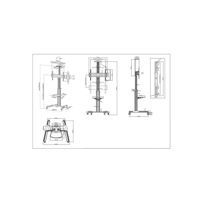 MANHATTAN Universal TV-Stnder auf Rollen fr TVs 93,98-218,44cm 37-86Zoll 50kg neigbar schwenkbar mit Kamerahalterung ... — image 5