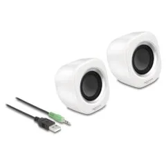 Mini Stereo PC Lautsprecher mit 3.5 mm Klinkenstecker und USB Stromversorgung weiß