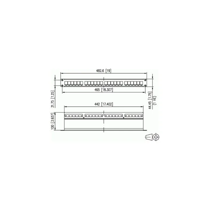 Modul 19 Zoll Modultrger 1HE 24 Port Edelstahl. unbestckt — image 2