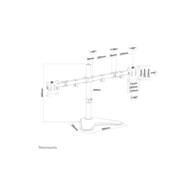 Neomounts FPMA-D550DDBLACK Tischhalterung für zwei Flachbildschirme bis 32' 8KG — image 3