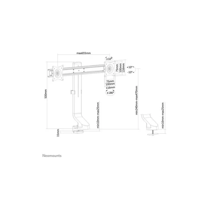 Neomounts FPMA-D860DBLACK Tischhalterung für zwei Flachbildschirme bis 27' (69 cm) 7KG — image 9