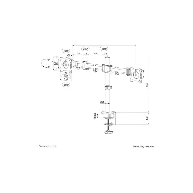 Neomounts Tischhalterung für 2 LCD-Display (10'-27') vollbeweglich - Schwarz — image 7