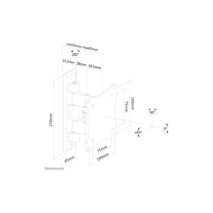 Neomounts Wandhalterung mit zwei Drehpunkten für Flachbildschirme bis 27' (69 cm) 12KG FPMA-W810BLACK Neomounts — image 3