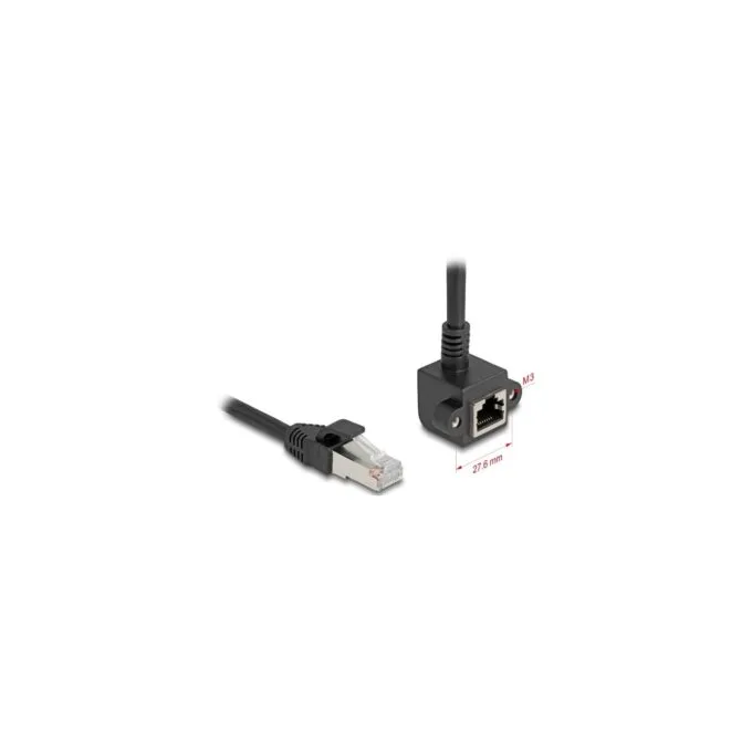 Netzwerk Verlängerungskabel RJ45 Stecker zu RJ45 Buchse 90° gewinkelt Cat.6 F UTP 1 m schwarz — image 2