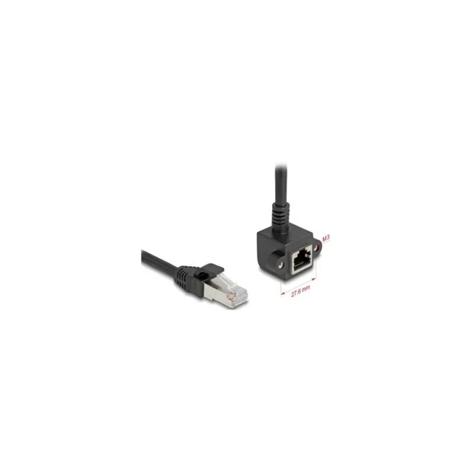 Netzwerk Verlängerungskabel RJ45 Stecker zu RJ45 Buchse 90° gewinkelt Cat.6 F UTP 2 m schwarz — image 2