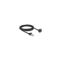 Netzwerk Verlängerungskabel RJ45 Stecker zu RJ45 Buchse 90° gewinkelt Cat.6 F UTP 2 m schwarz