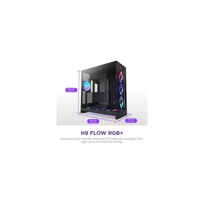 NZXT H9 FLOW RGB+ (2025) All Black MidiTower CM-H92FB-P1 — image 2