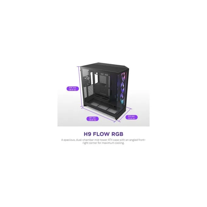 NZXT H9 FLOW RGB+ (2025) All Black MidiTower CM-H92FB-P1 — image 10