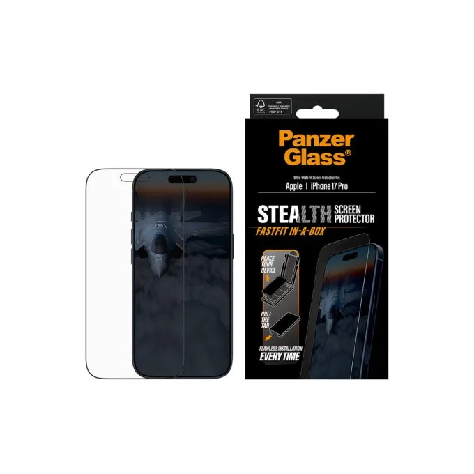 PanzerGlass Stealth Screen Protector w. Black Frame iPhone 17 Pro Ultra-Wide Fit w. Fastfit in-a-box — image 2
