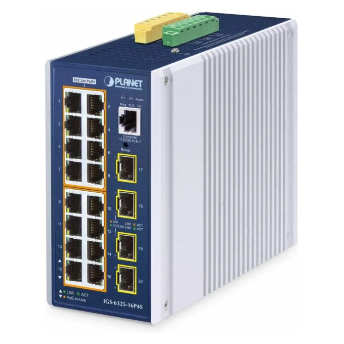 PLANET Industrial 16-Port 10 100 1000T + 4 1G 2,5 SFP POE — image 1