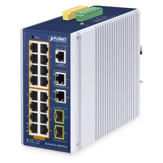 PLANET Industrial 16-Port PoE+ Managed Switch IGS-4215-16P2T — image 1