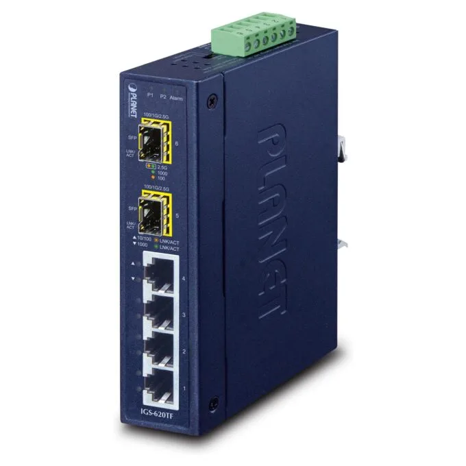 PLANET Industrial 4-Port 10 100 1000T + 2 1000X SFP — image 1