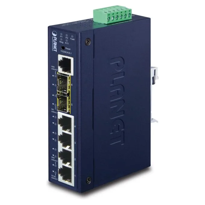 PLANET Industrial L2+ 4-Port 10 100 1000T + 2-Port — image 1