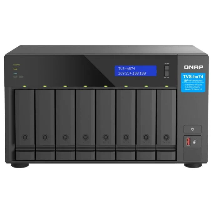 QNAP TVS-H874T-I7-32G 8-Bay NAS Intel Core i7-12700 12-core 20-thread Thunderbolt 4 ZFS Based — image 1