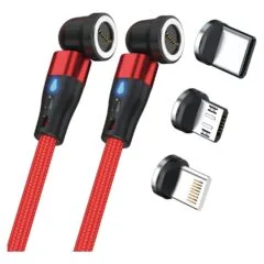 RealPower Magentic cable.1m.2x magnetisch.rot mit Adaptern