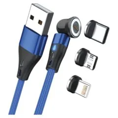RealPower Magnetic cable 3 Amp.1m.blau mit Adaptern