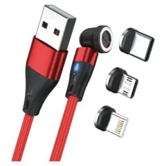 RealPower Magnetic cable 3 Amp.1m.rot mit Adaptern