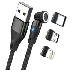 RealPower Magnetic cable 3 Amp.1m.schwarz mit Adaptern