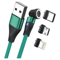 RealPower Magnetic cable 3 Amp.2m.grün mit Adaptern