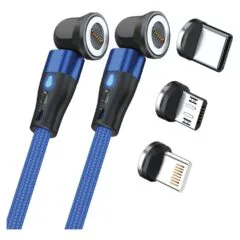 RealPower Magnetic cable.1m.2x magnetisch.blau mit Adaptern