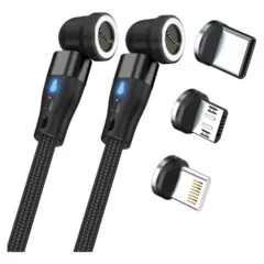 RealPower Magnetic cable.1m.2x magnetisch.schwarz mit Adapte