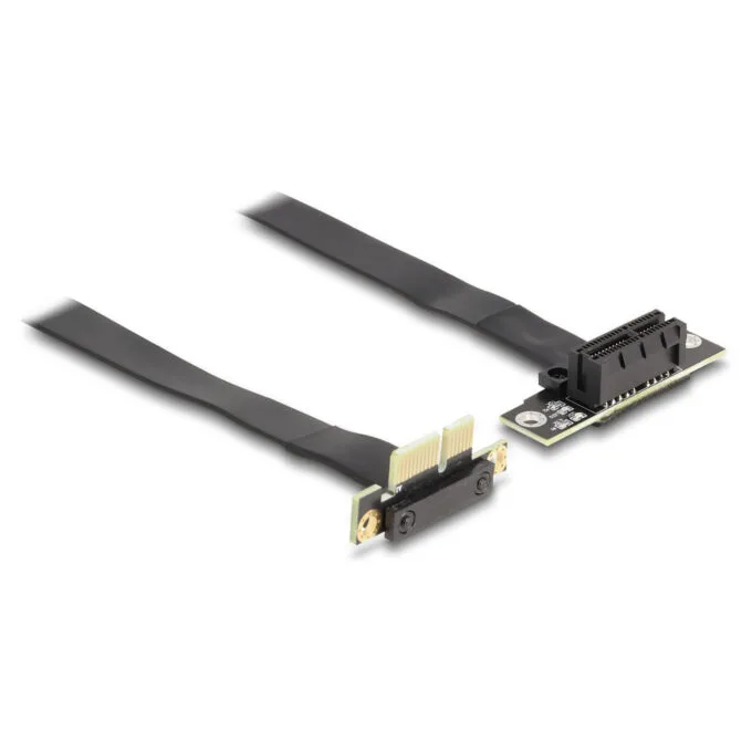 Riser Karte PCI Express x1 Stecker 90° gewinkelt zu x1 Slot 90° gewinkelt mit Kabel 30 cm — image 1