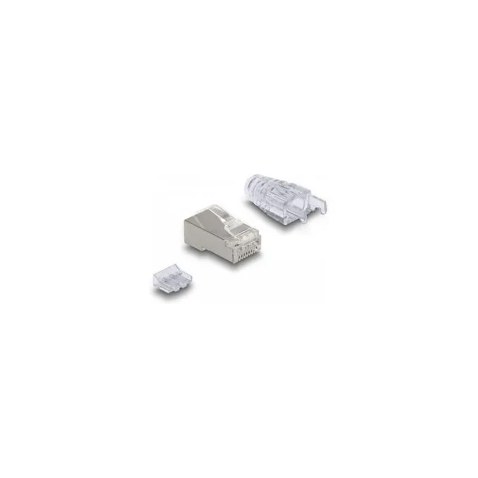 RJ45 Modularer Stecker mit gebogener Rastnase Cat.6 und Knickschutztülle 50er Set — image 1