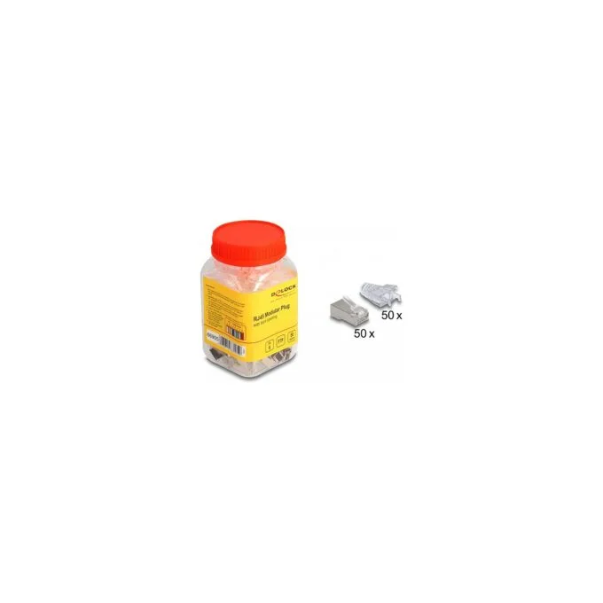 RJ45 Modularer Stecker mit vorderer Öffnung (easy connect) Cat.6 und Knickschutztülle 50er Set — image 2