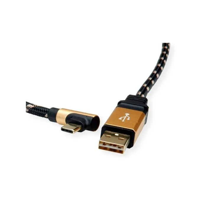 ROLINE GOLD USB 2.0 Kabel. USB A ST reversibel - USB C ST gewinkelt. 0.8 m — image 2