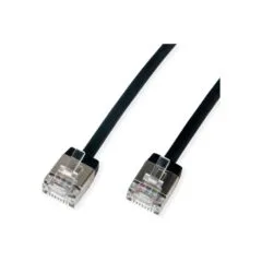 ROLINE U FTP DataCenter Patchkabel Cat.6A (Class EA). LSOH. slim. extra kurzer Stecker. schwarz. 1 m