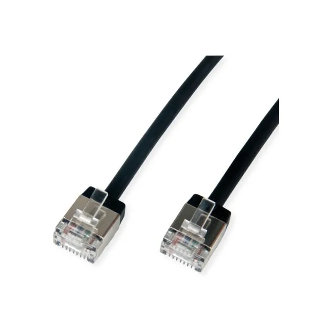 ROLINE U FTP DataCenter Patchkabel Cat.6A (Class EA). LSOH. slim. extra kurzer Stecker. schwarz. 2 m — image 1