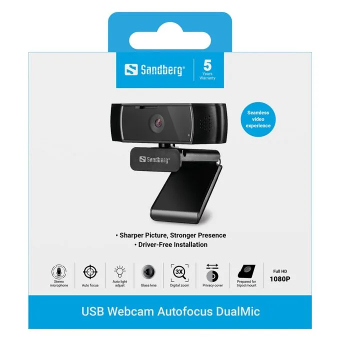 SANDBERG USB Webcam Autofocus DualMic — image 6