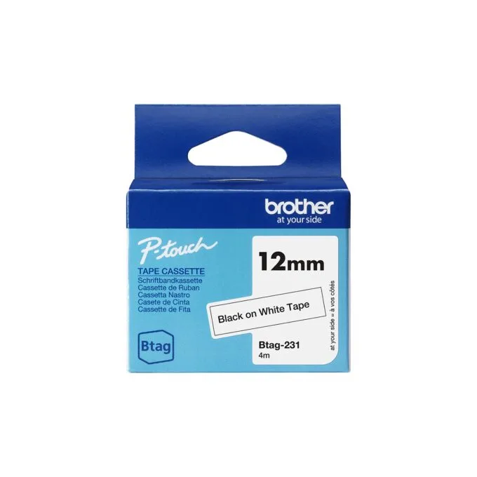 Schriftband Brother 12mmx4m schwarz weiß BTAG-231 — image 1