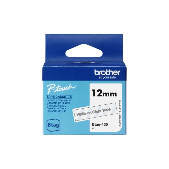 Schriftband Brother 12mmx4m weiß transparent BTAG-135 — image 1