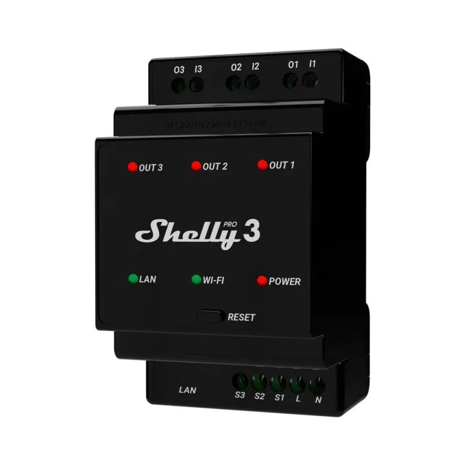 Shelly Relais 'Pro 3' WLAN LAN 3x 16A 3 Kanäle 3 Phasen Max. 48A BT DIN-Rail — image 1