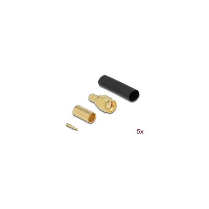 SMA Stecker zum Crimpen LMR200 mit passendem Schrumpfschlauch - 5 Stück — image 1