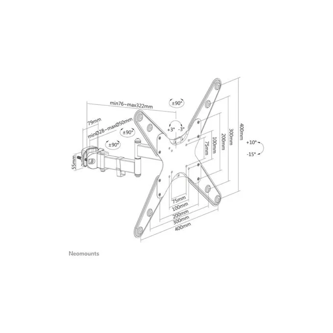 Stangenhalterung. vollbeweglich. (Ø28-50 mm) für 32-55' Bildschirme 25KG FL40-450BL14 Neomounts — image 7
