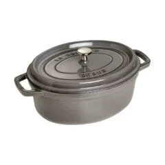 Staub La Cocotte 31cm oval Graphit-grau. Gusseisen