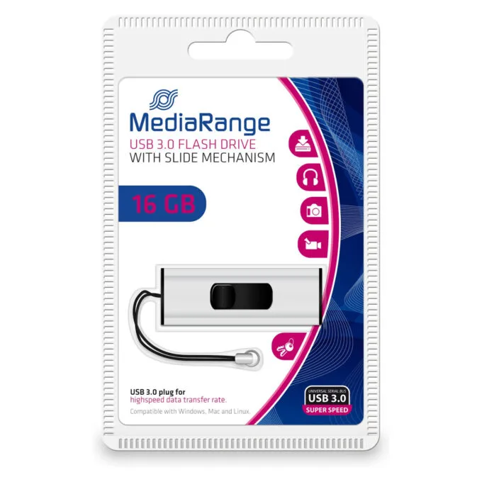 STICK 16GB USB 3.2 MEDIARANGE MR915 USB Type-A Micro-USB Dia - Schwarz - Silber — image 5