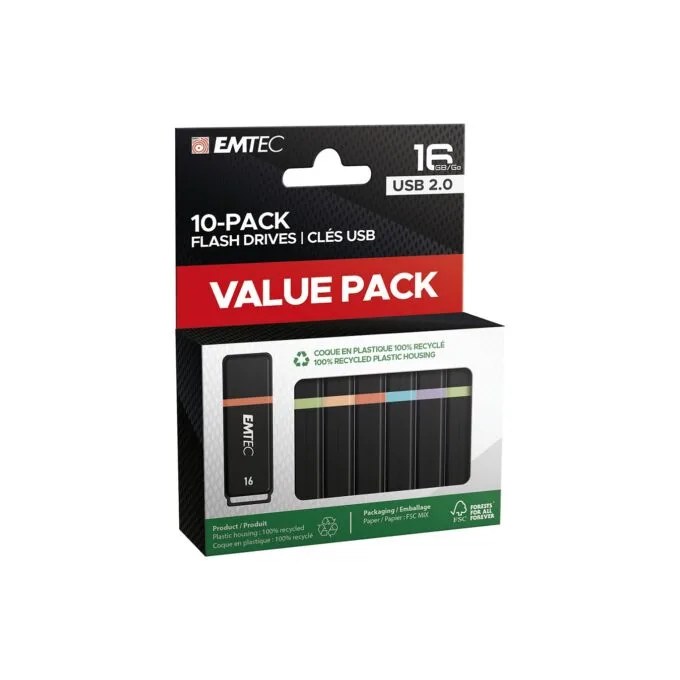 STICK Emtec USB2.0 K100 16GB P10 10-pack color box retail — image 1